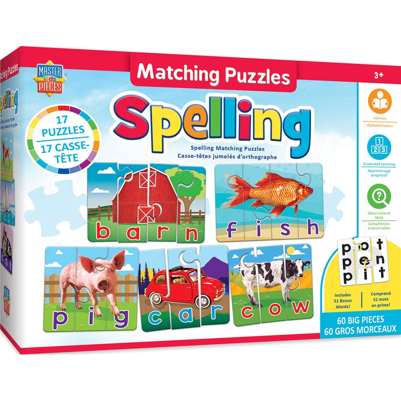 MasterPieces-Spelling Matching Puzzle - 60pc Puzzle-12066-Legacy Toys