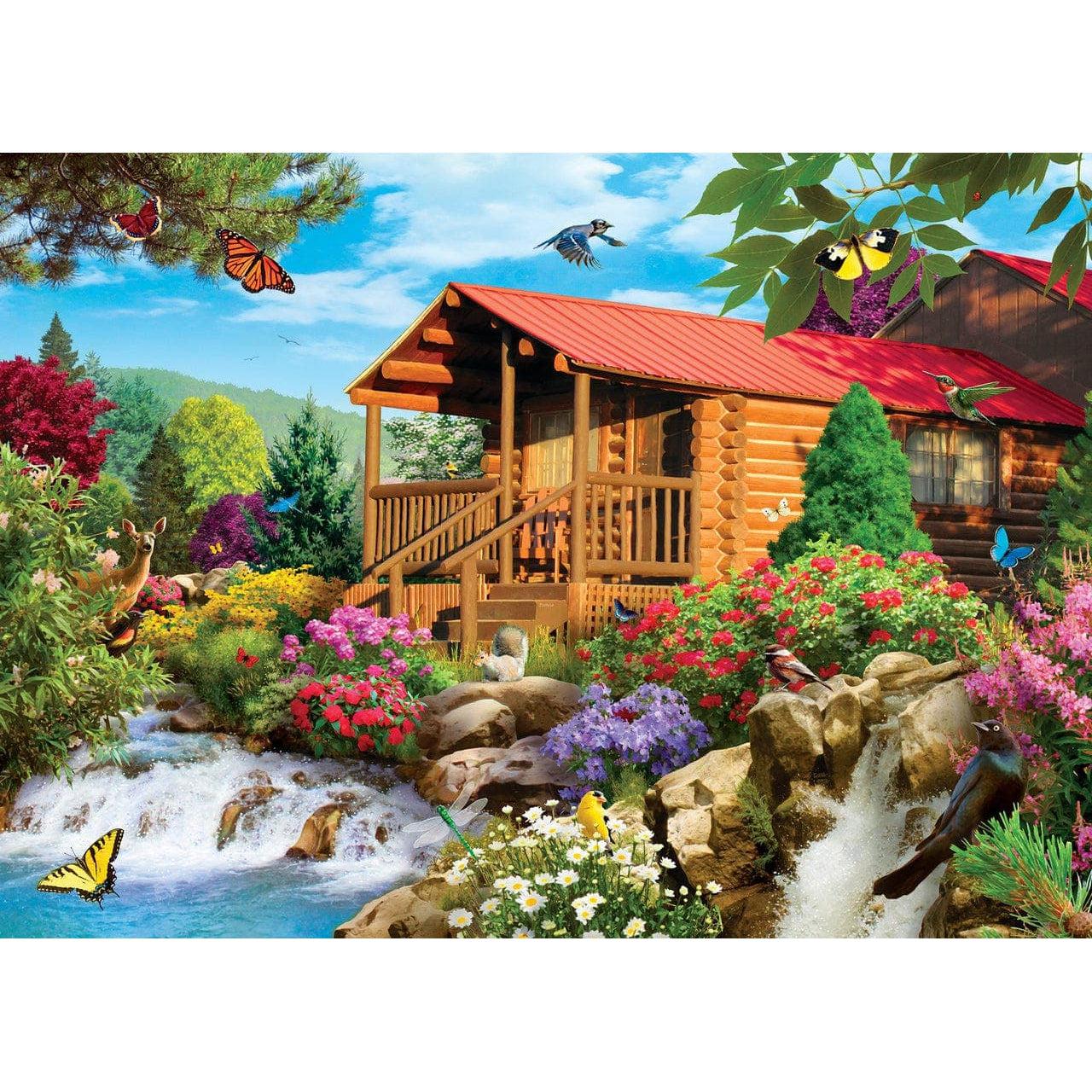 MasterPieces-Time Away - Cascading Cabin - 1000 Piece Puzzle-72041-Legacy Toys