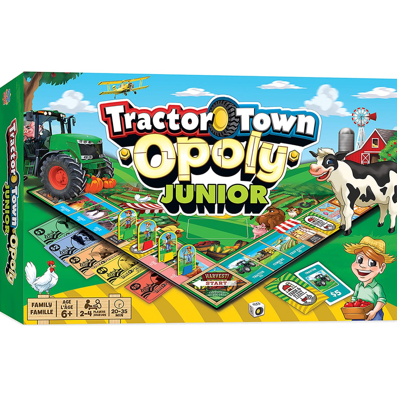 MasterPieces-Tractor Town Opoly Junior Board Game-41901-Legacy Toys