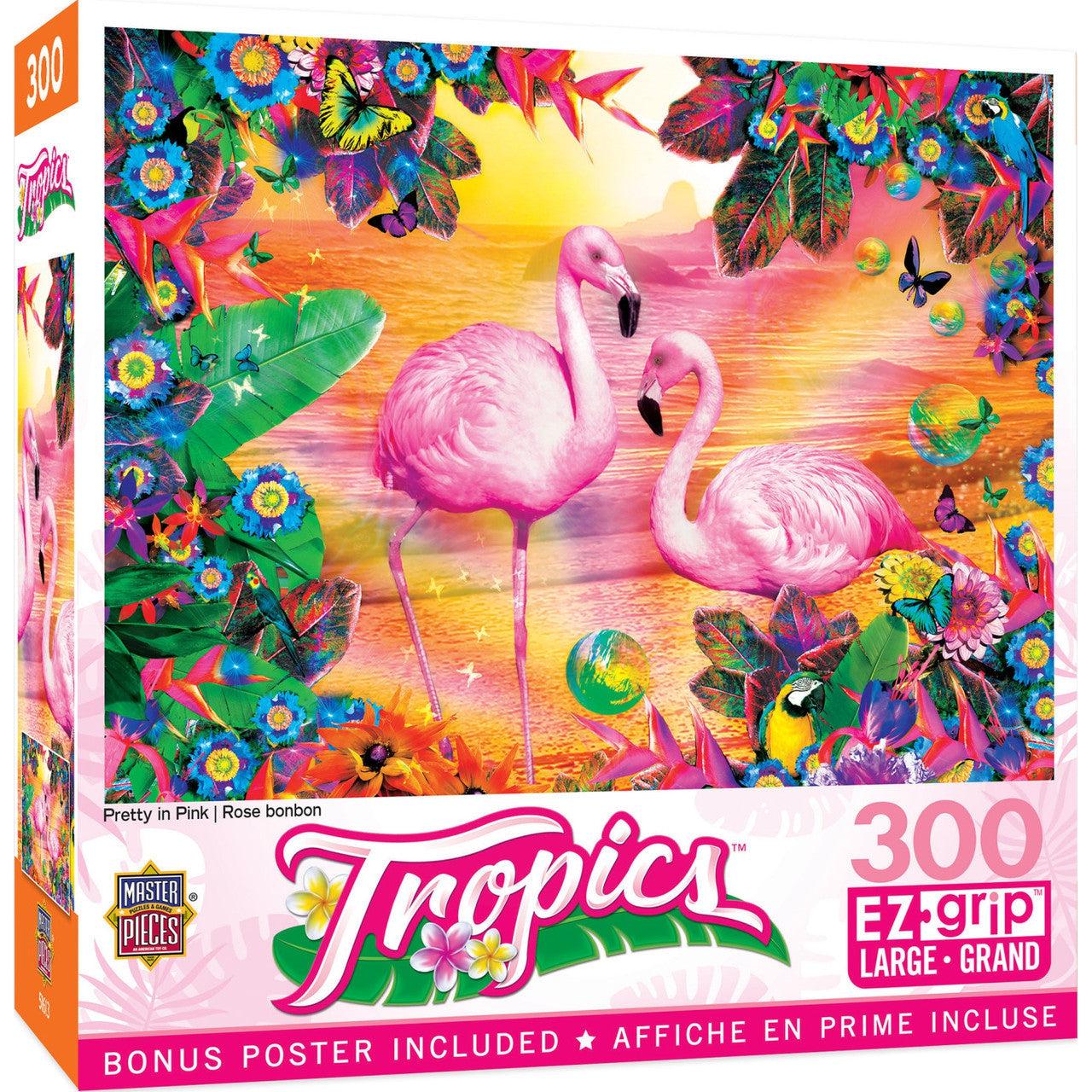 MasterPieces-Tropics - Pretty in Pink - 300 Piece EzGrip Puzzle-31925-Legacy Toys