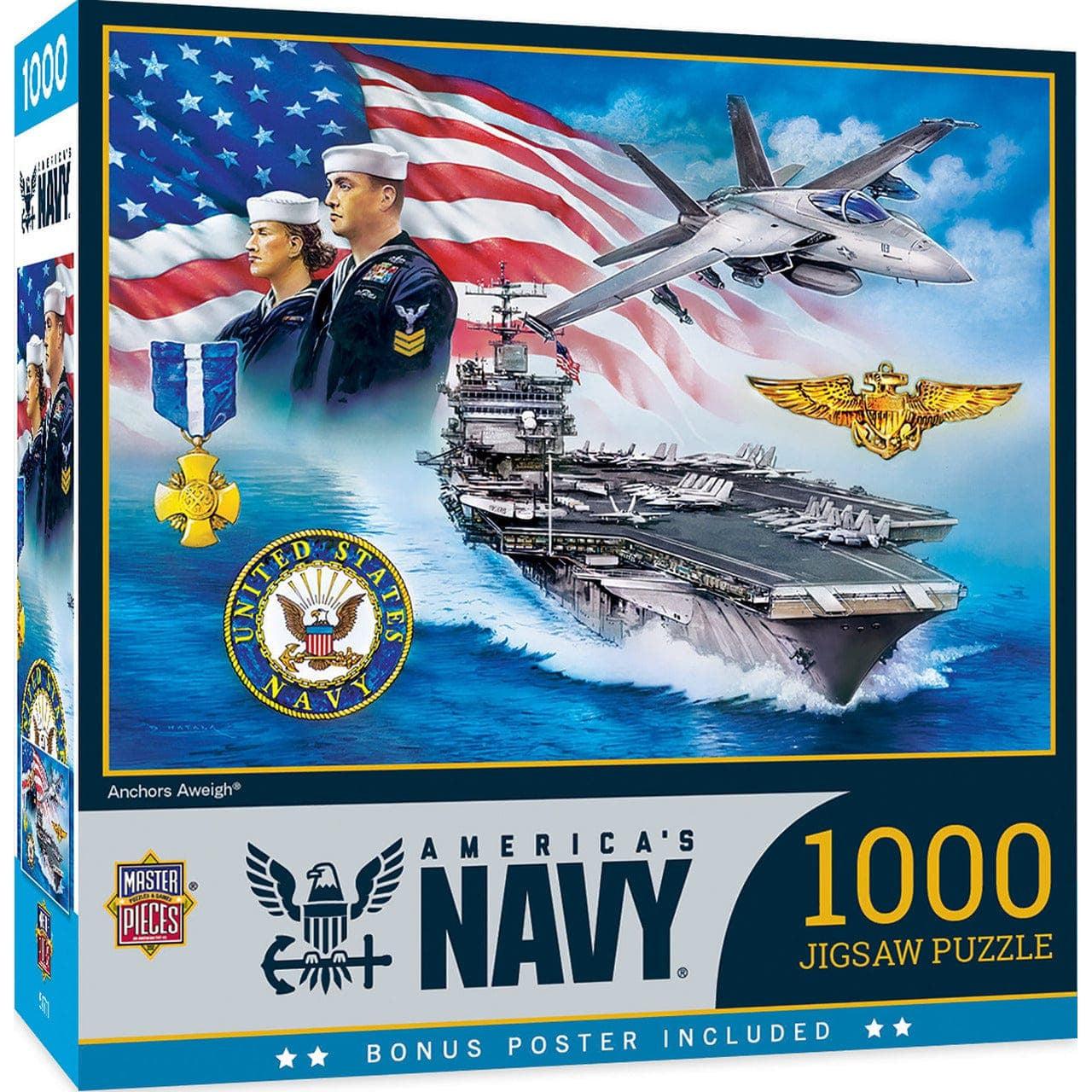 MasterPieces-U.S. Navy - Anchors Aweigh - 1000 Piece Puzzle-72122-Legacy Toys