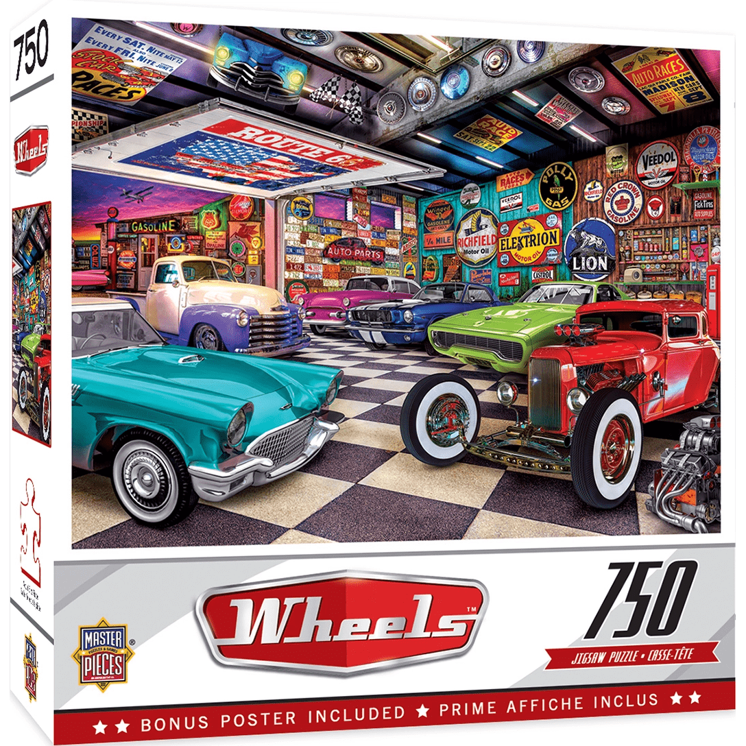 MasterPieces-Wheels - Collector's Garage - 750 Piece Puzzle-32053-Legacy Toys