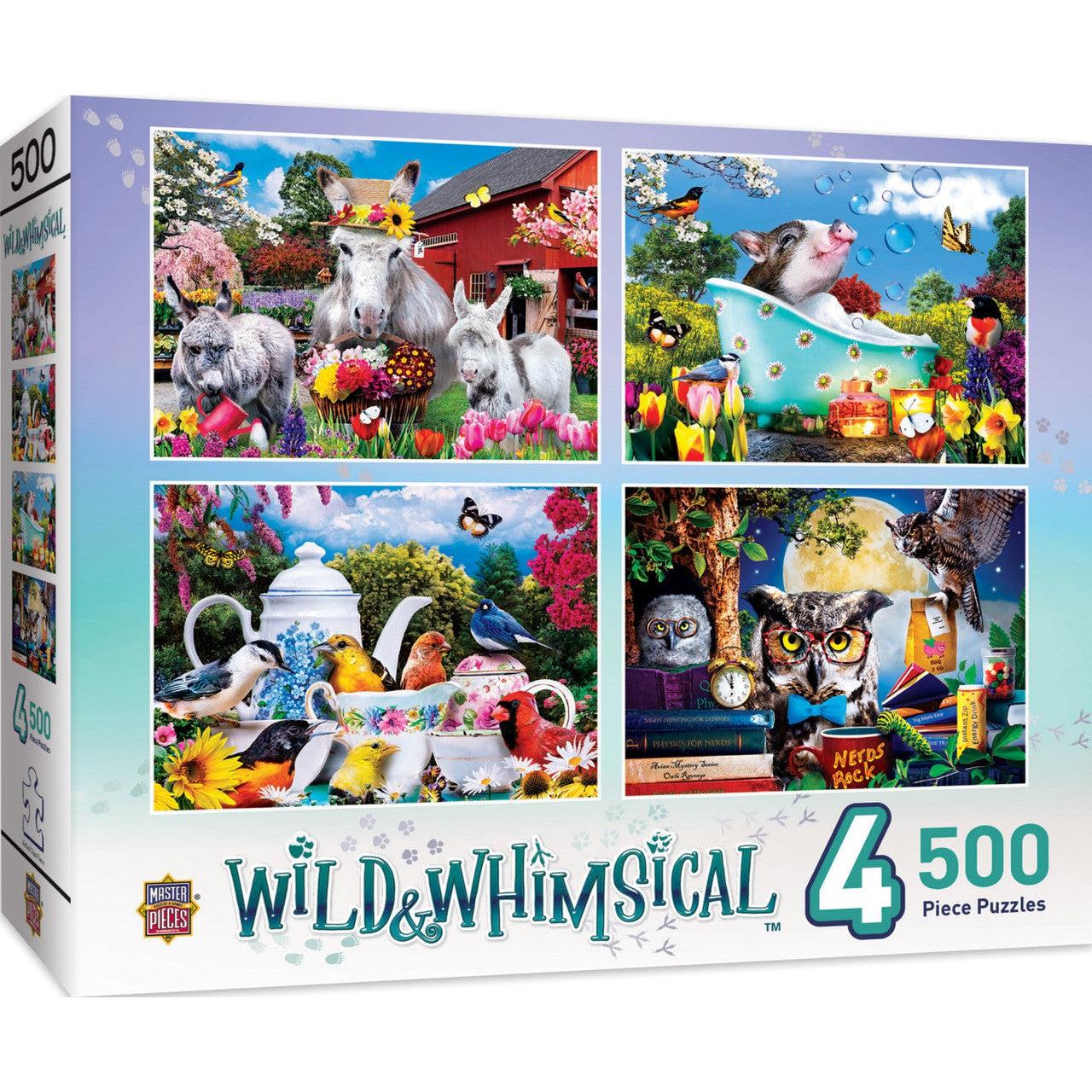 MasterPieces-Wild & Whimsical - 4-Pack - 500 Piece Puzzles-32171-Legacy Toys