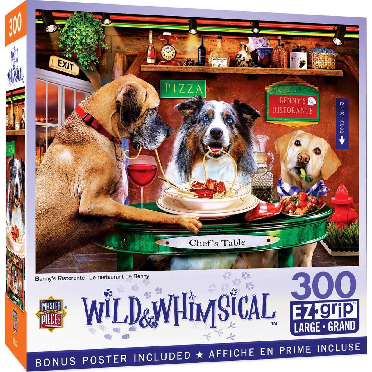 MasterPieces-Wild & Whimsical - Benny's Ristorante - 300 Piece EzGrip Puzzle-32218-Legacy Toys