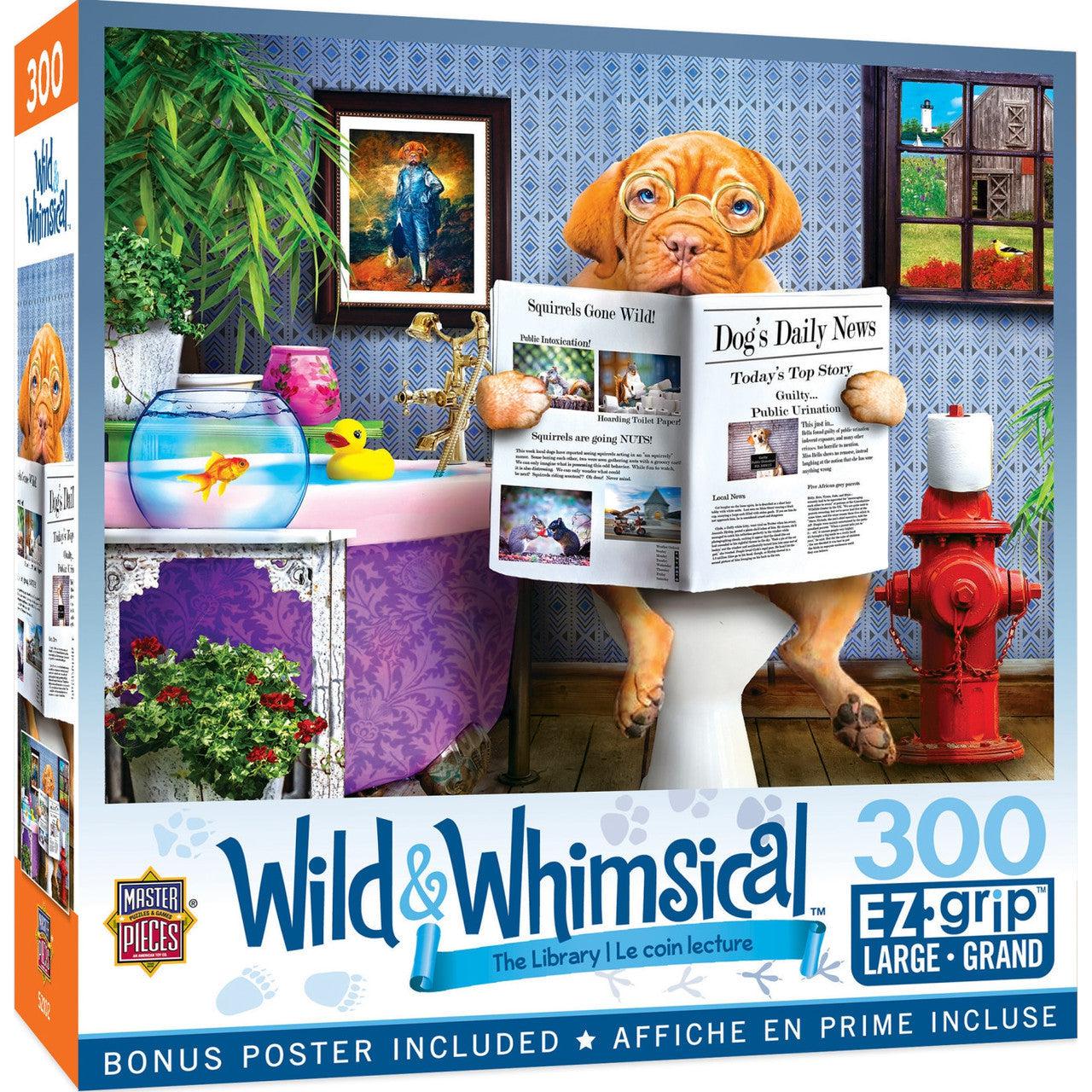 MasterPieces-Wild & Whimsical - The Library - 300 Piece EZGrip Puzzle-32303-Legacy Toys