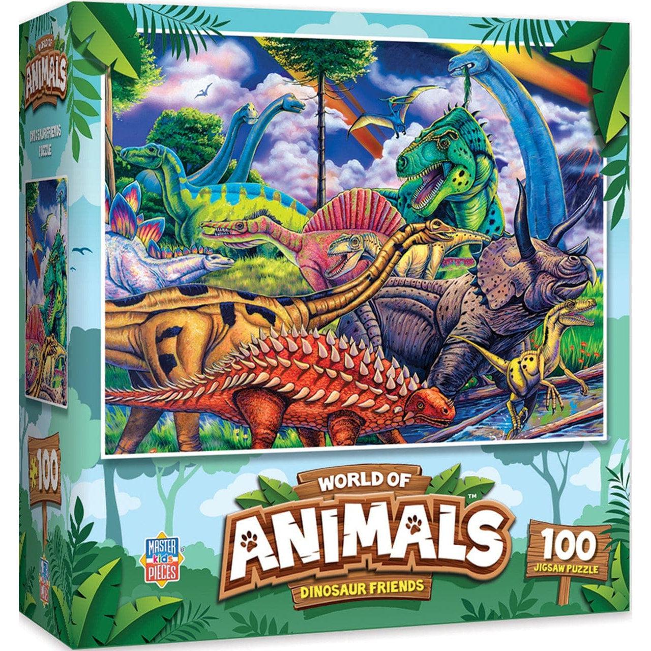 MasterPieces-World of Animals Dinosaur Friends - 100 Piece Puzzle-12017-Legacy Toys