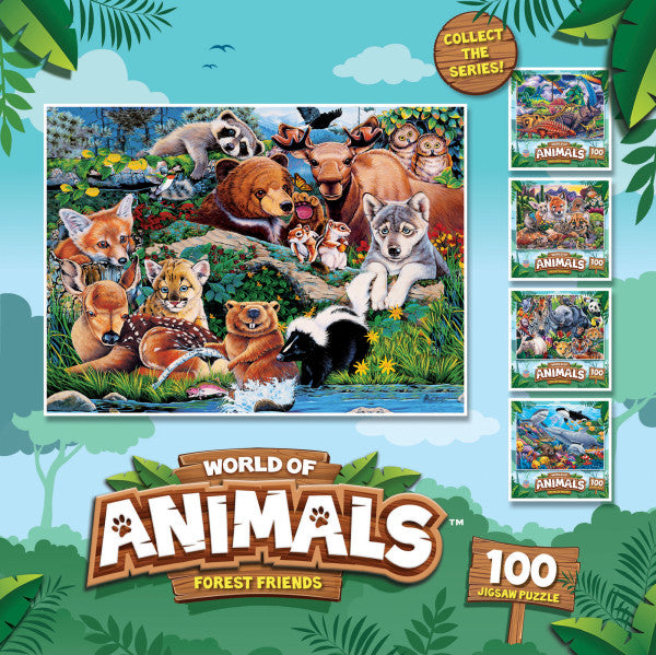 MasterPieces-World of Animals - Forest Friends - 100 Piece Puzzle-12021-Legacy Toys