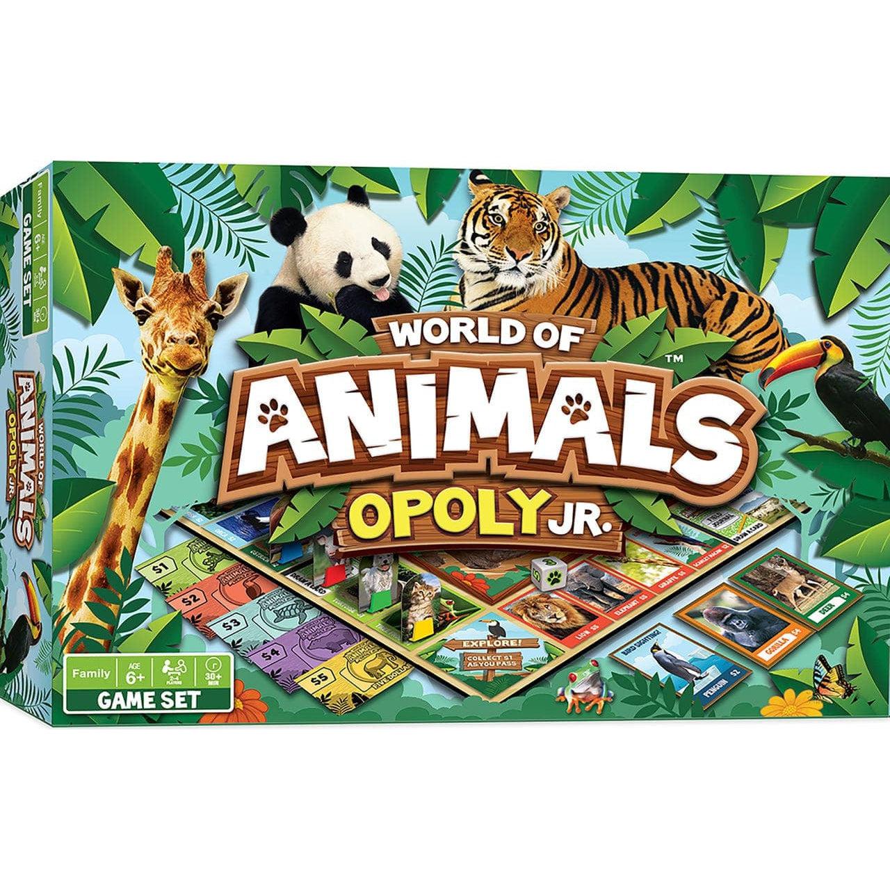 MasterPieces-World of Animals Opoly Junior Board Game-42079-Legacy Toys