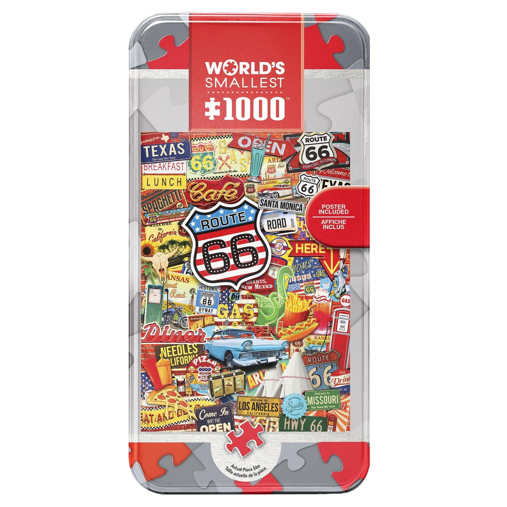 MasterPieces-World's Smallest - Route 66 - 1000 Piece Puzzle in a Tin-31527-Legacy Toys