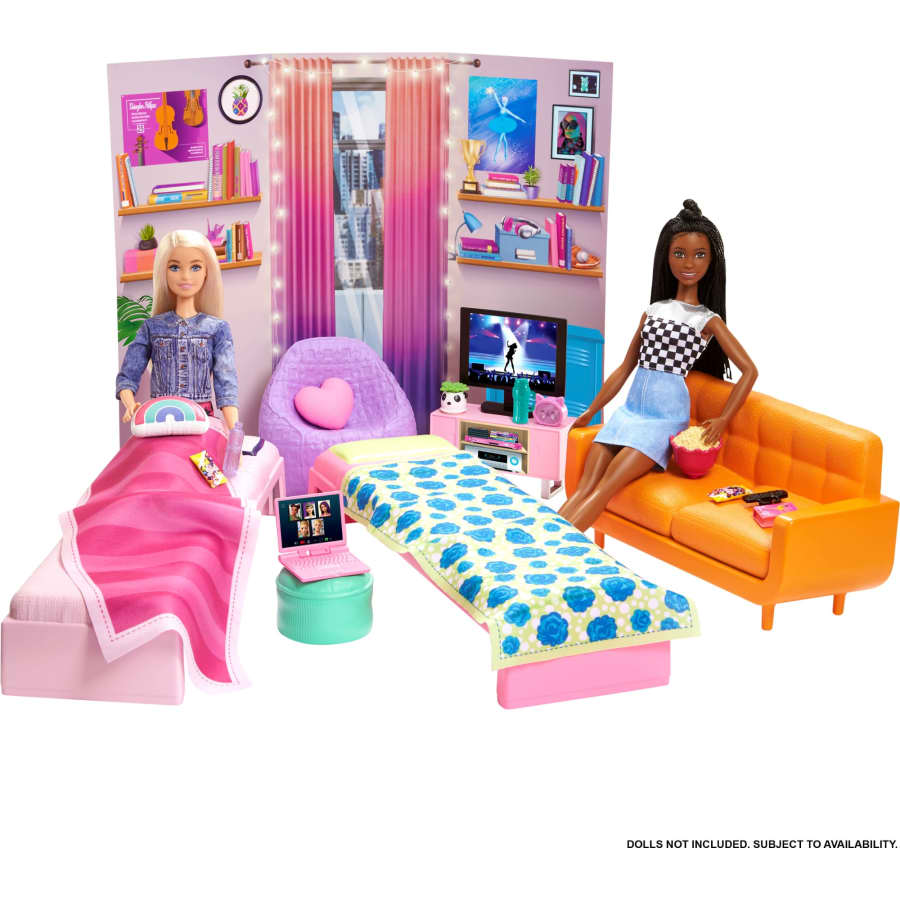 Mattel-Barbie: Big City, Big Dreams Dorm Room Playset With Furniture & Accessories-HDY77-Legacy Toys