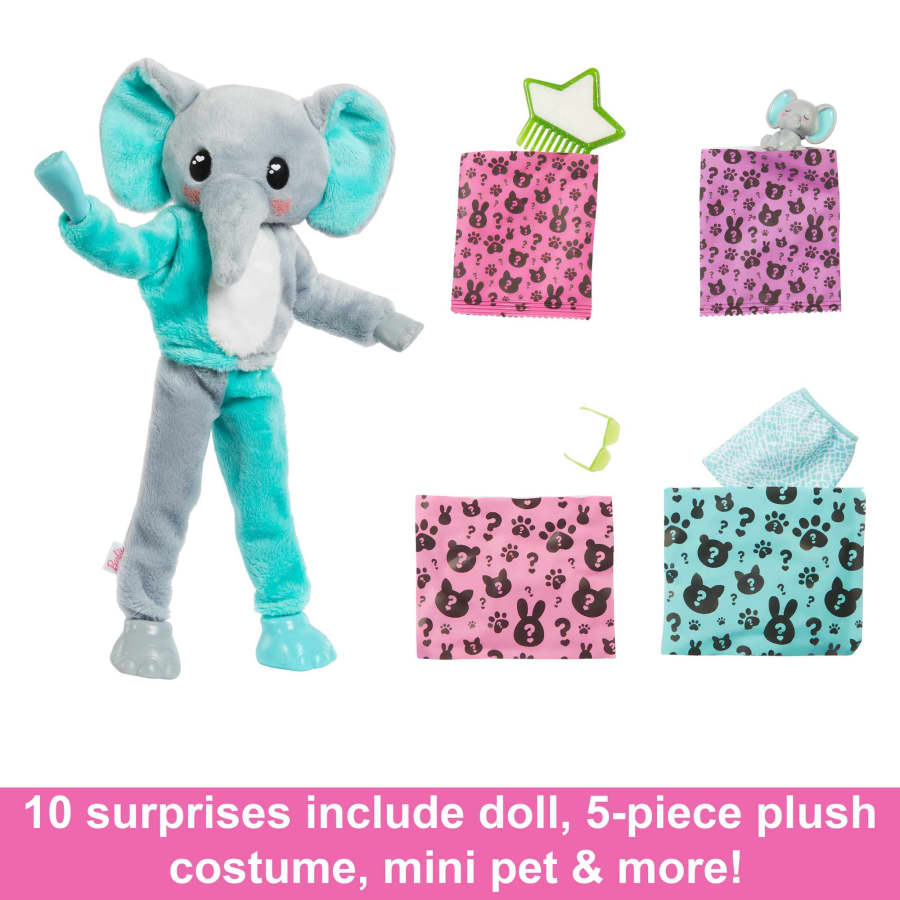 Mattel-Barbie Cutie Reveal Chelsea Doll And Accessories Jungle Series - Elephant-HKP98-Legacy Toys