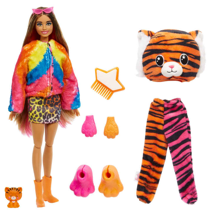 Mattel-Barbie Cutie Reveal Chelsea Doll And Accessories Jungle Series - Tiger-HKP99-Legacy Toys