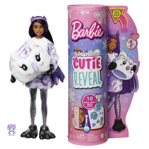 Mattel-Barbie Cutie Reveal Snowflake Sparkle Doll - Owl-HJL62-Legacy Toys