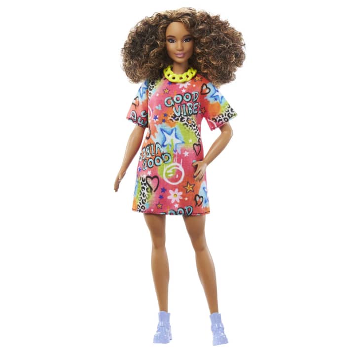 Mattel-Barbie Doll Fashionista #201 Streaked Hair Graffiti Dress-HPF77-Legacy Toys