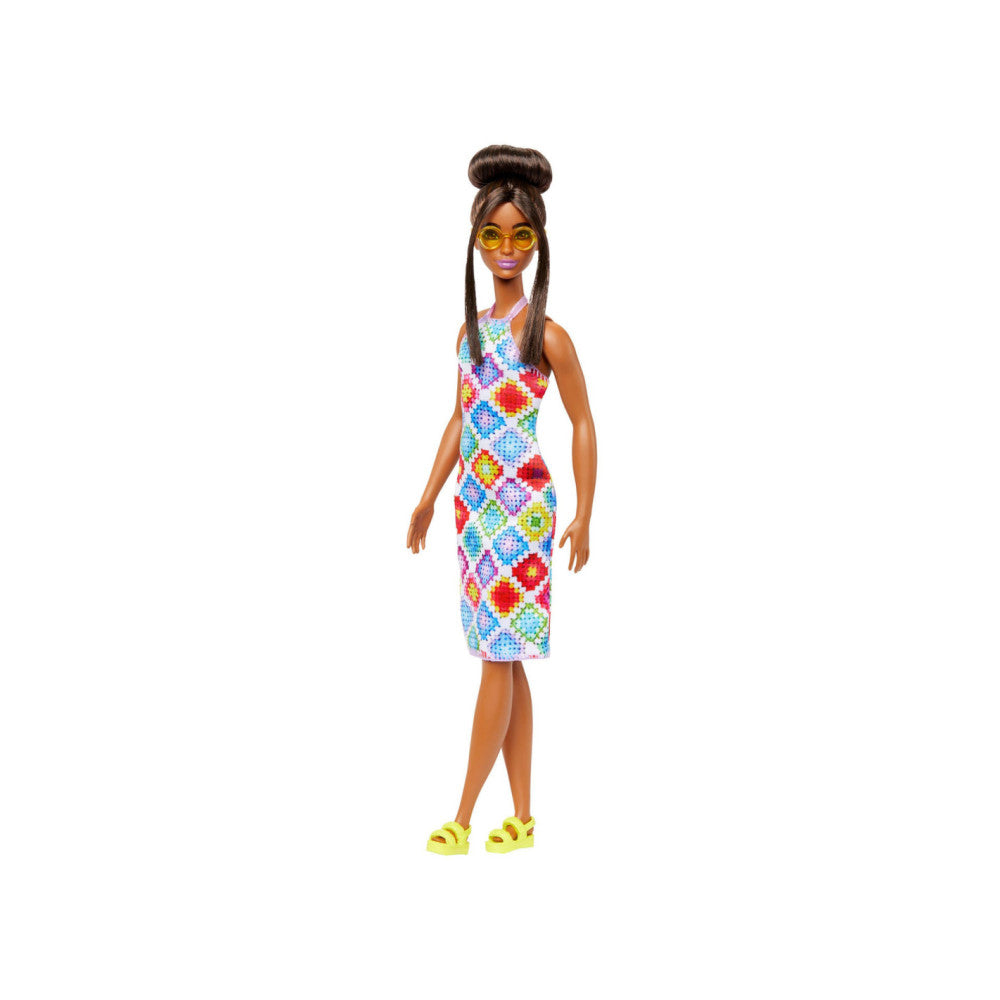 Mattel-Barbie Doll Fashionista #210 Brown Hair Crochet Halter Dress-HJT07-Legacy Toys