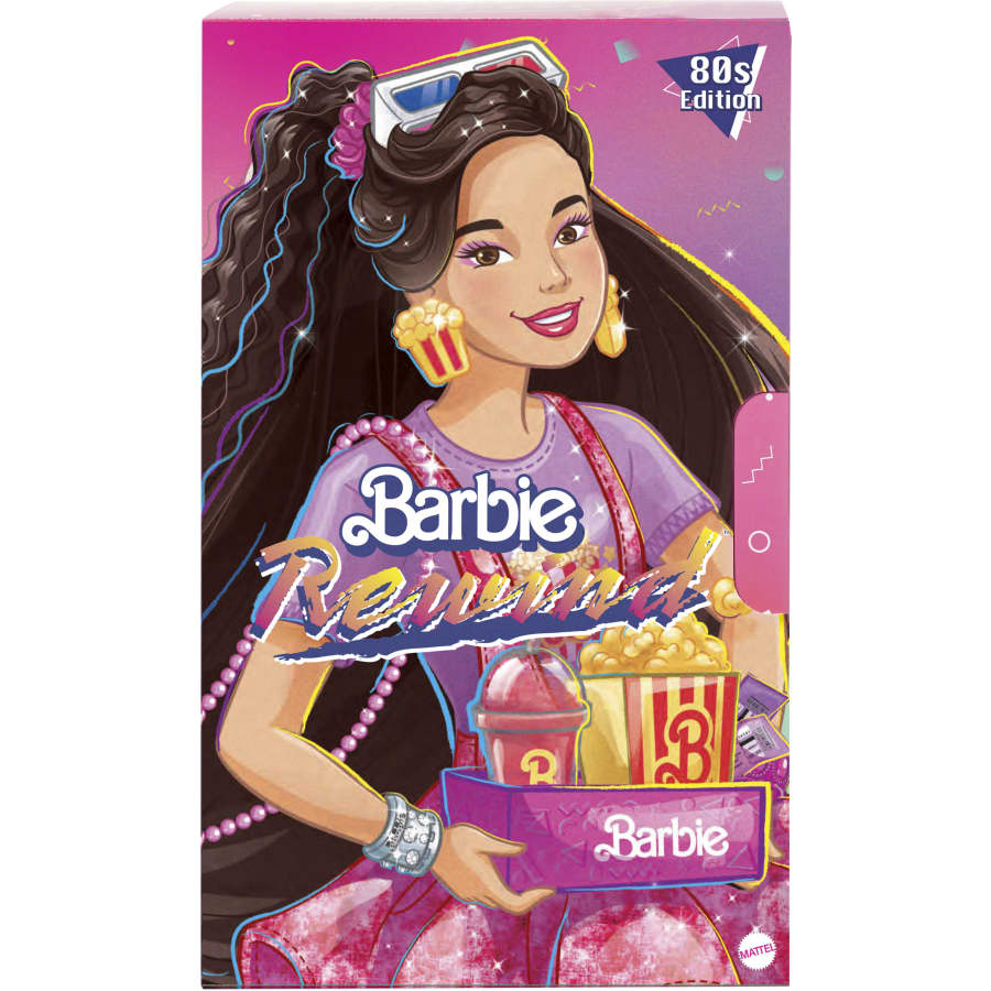 Mattel-Barbie Doll, Rewind, Black Hair, 80s-Inspired Movie Night-HJX18-Legacy Toys