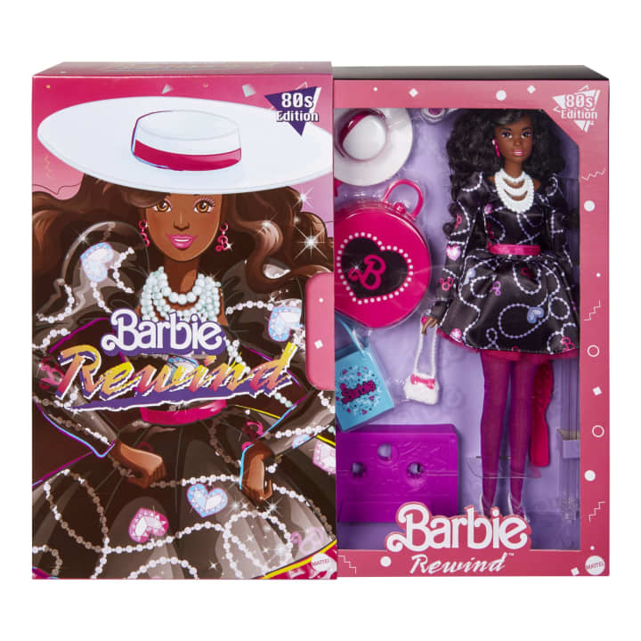 Mattel-Barbie Doll Rewind, Black Hair, 80s Sophisticated Style-HBY12-Legacy Toys