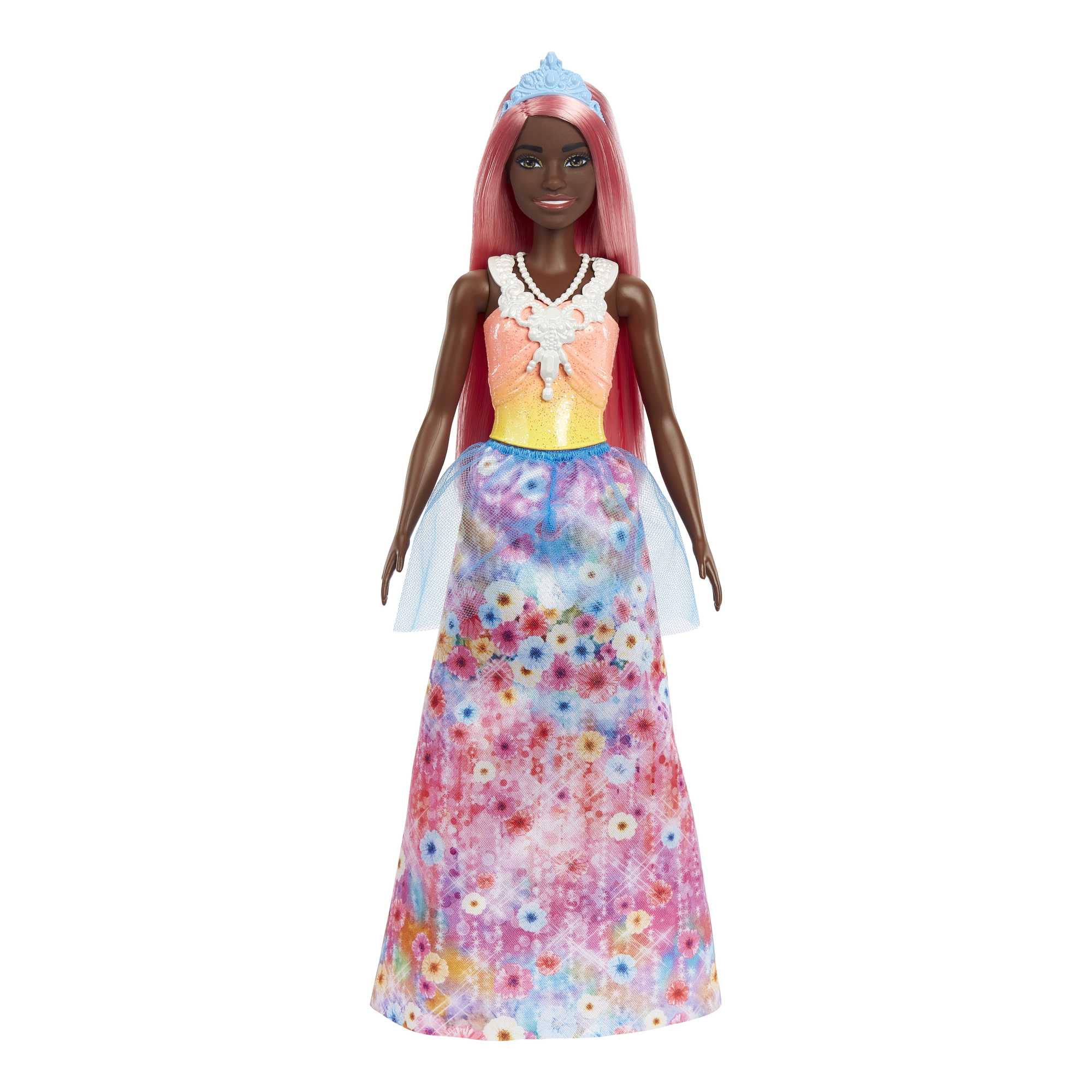 Mattel-Barbie Dreamtopia Princess - Floral Skirt - Pink Hair - Blue Tiara-HGR14-Legacy Toys