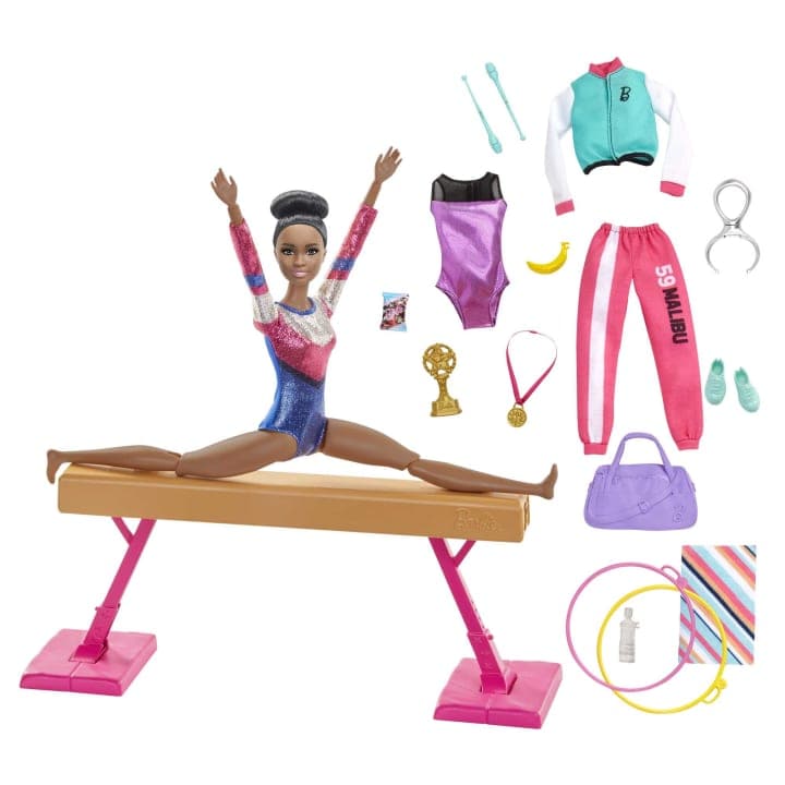 Mattel-Barbie Gymnast Doll And Playset - Brunette-HGD59-Legacy Toys