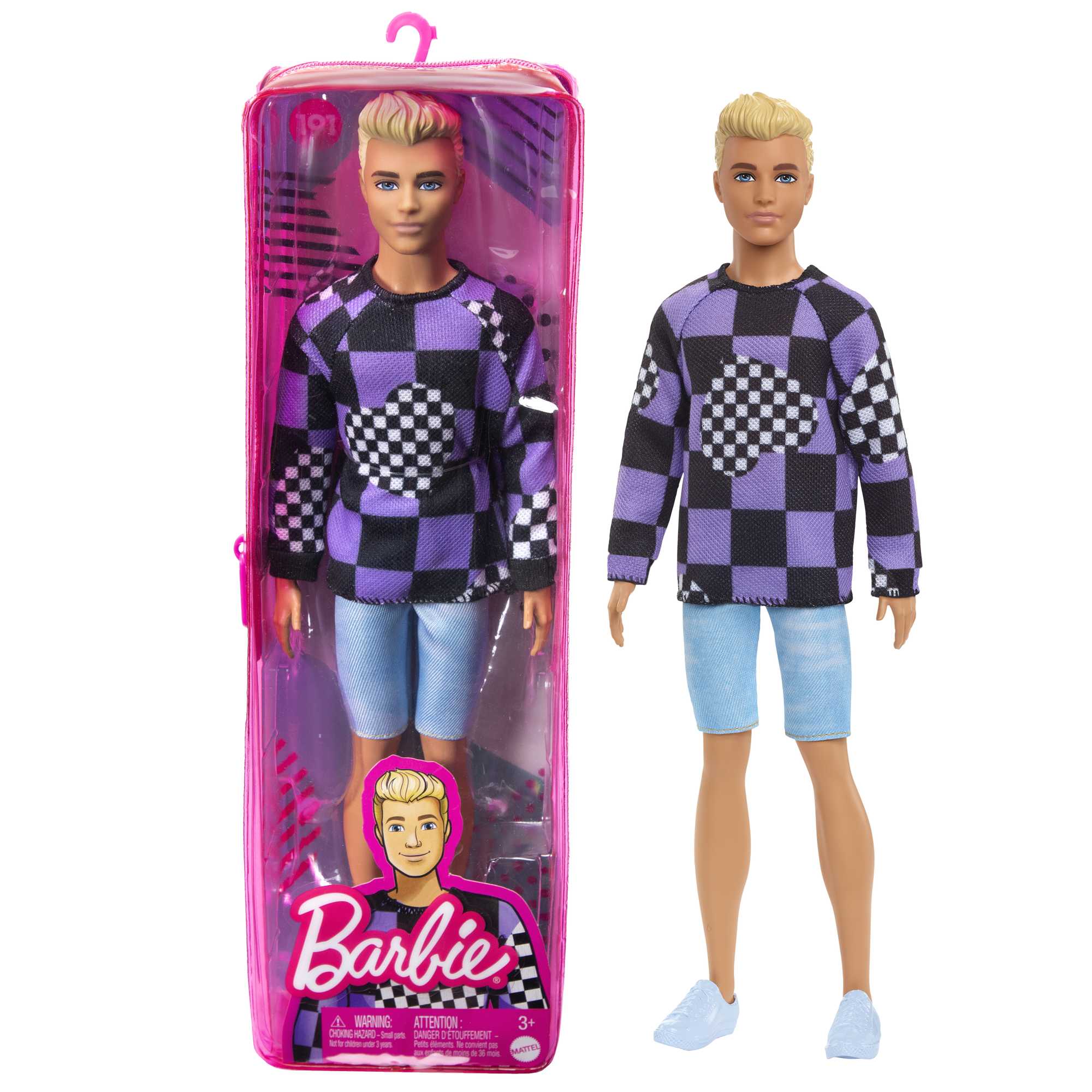 Mattel-Barbie Ken Fashionistas Doll #191 with Blonde Hair and Purple Sweater-HBV25-Legacy Toys
