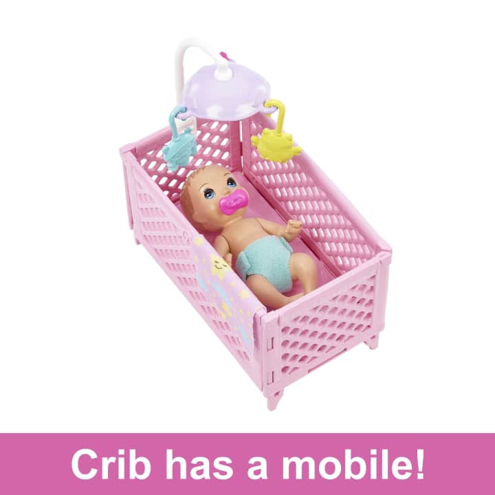 Mattel-Barbie Skipper Babysitters Playset With Skipper Doll, Baby Doll With Sleepy Eyes-HJY33-Legacy Toys