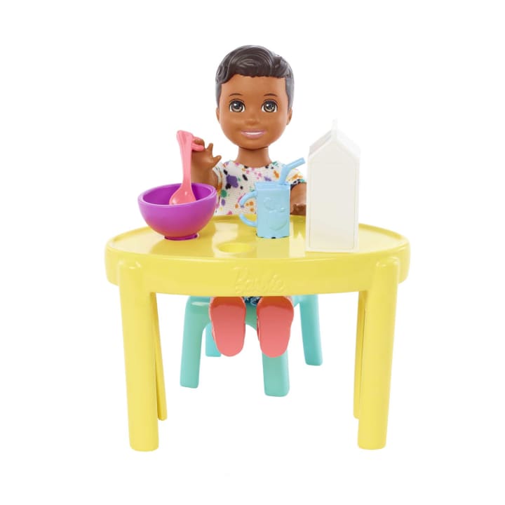 Mattel-Barbie Small Doll And Accessories, Babysitters Inc. Set With Table and Chair-HJY28-Legacy Toys