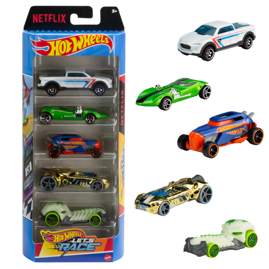 Mattel-Hot Wheels 5-Pack Of 1:64 Scale Die-Cast Vehicles Let's Race!-HXM17-Legacy Toys