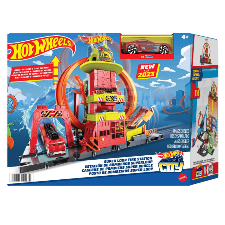 Mattel-Hot Wheels City Super Loop Fire Station-HKX41-Legacy Toys