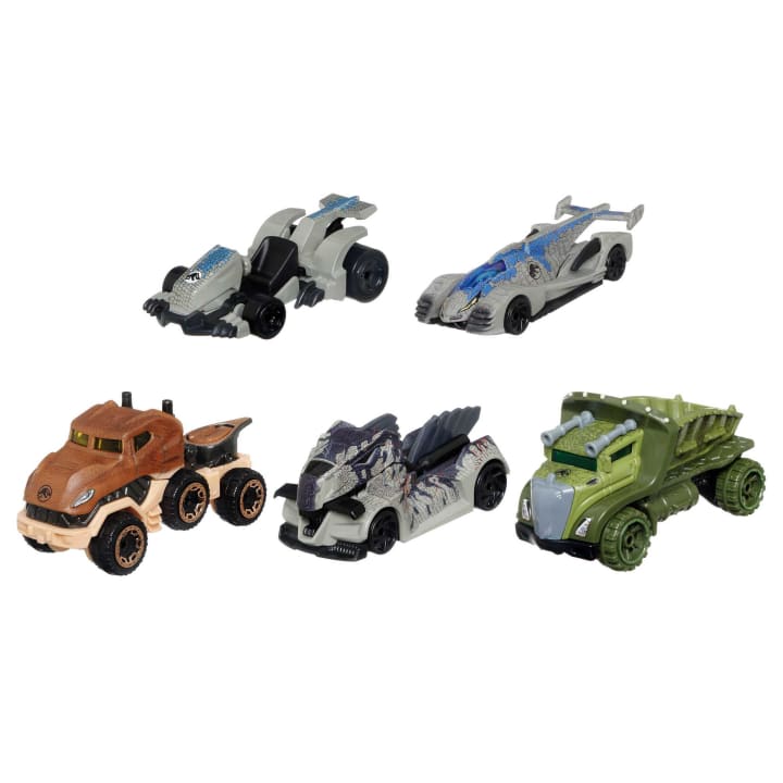 Mattel-Hot Wheels Jurassic Park: Dominion Character Cars - 5-Pack-GYJ92-Legacy Toys