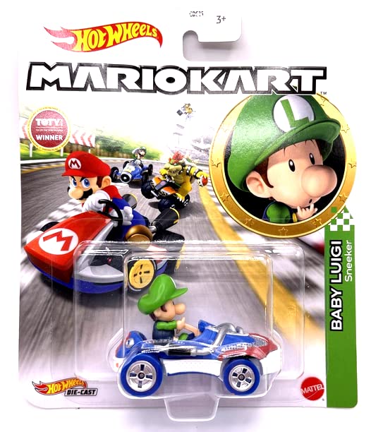 Mattel-Hot Wheels Mario Kart-HDB28-Baby Luigi / Sneeker-Legacy Toys