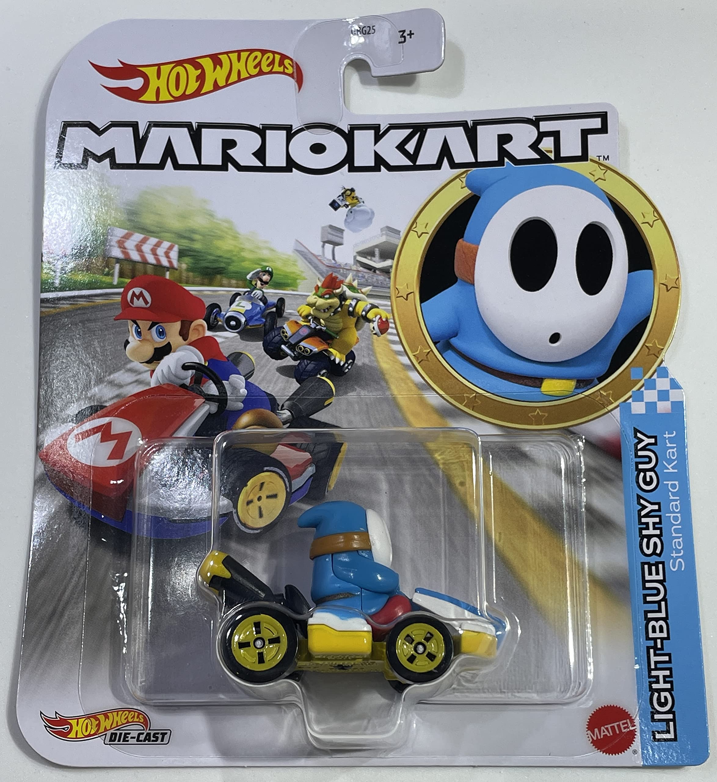 Mattel-Hot Wheels Mario Kart - Light-Blue Shy Guy Standard Kart-GRN21-Legacy Toys