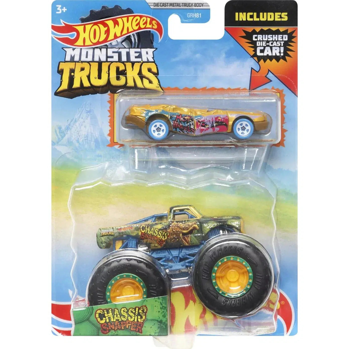 Mattel-Hot Wheels Monster Truck & Car - Assorted Styles-HDB99-Chassis Snapper-Legacy Toys