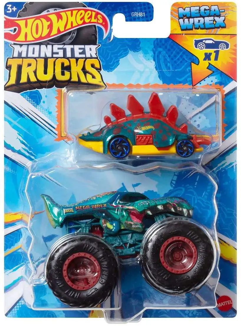 Mattel-Hot Wheels Monster Truck & Car-HWN43-Mega-Wrex & Motosaurus-Legacy Toys