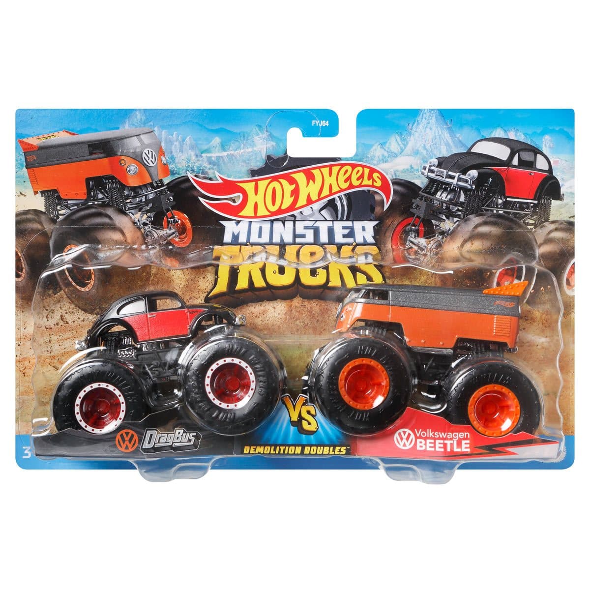 Mattel-Hot Wheels Monster Trucks Demolition Doubles - 2 Pack - Assorted Styles-FYJ64-Legacy Toys