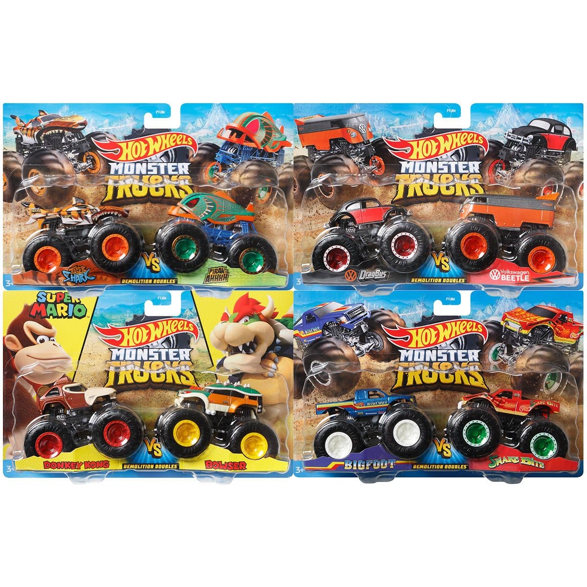 Mattel-Hot Wheels Monster Trucks Demolition Doubles - 2 Pack - Assorted Styles-FYJ64-Legacy Toys