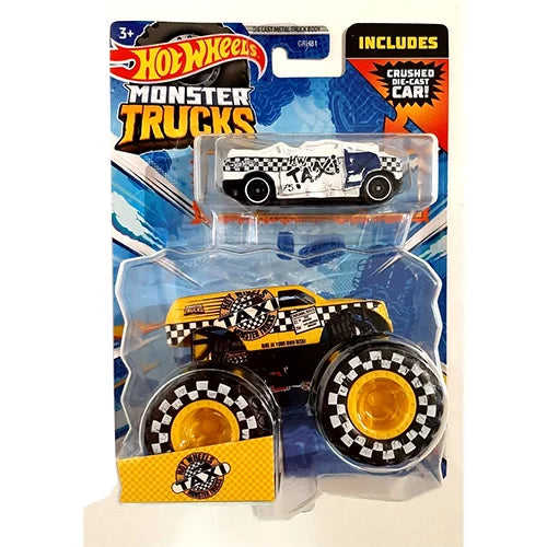 Mattel-Hot Wheels Monster Trucks - HW MT Taxi and Blind-Sided-HKM07-Legacy Toys