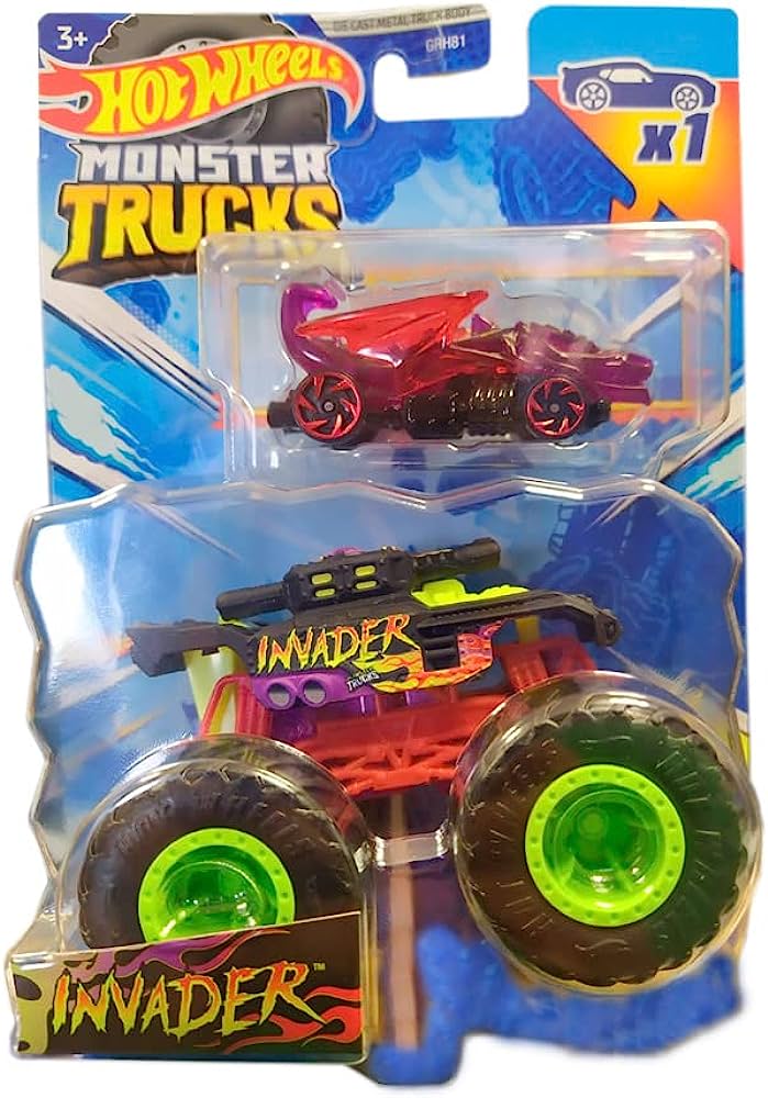 Mattel-Hot Wheels Monster Trucks - Invader and Dragon Blaster-hdb95-Legacy Toys