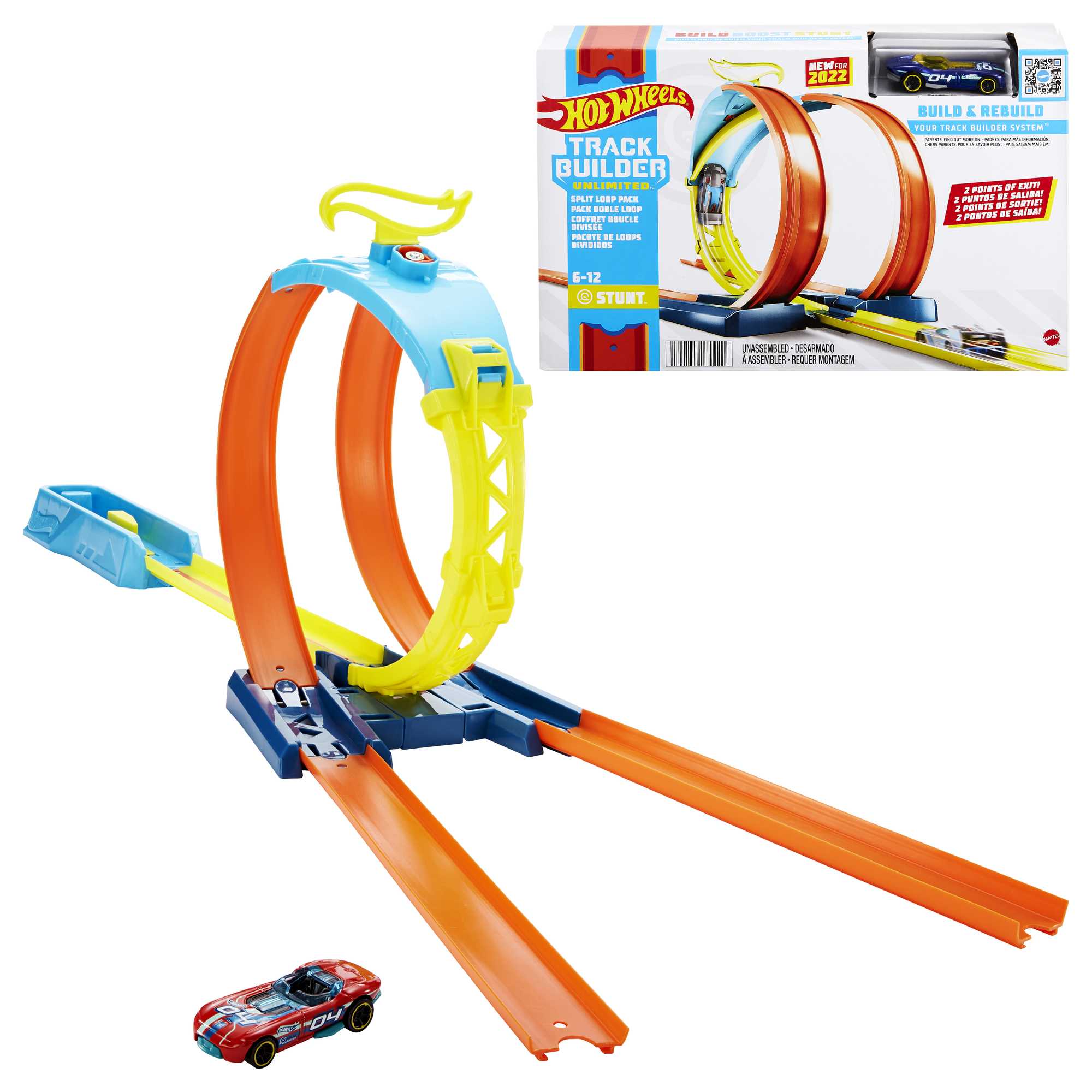 Mattel-Hot Wheels® Track Builder Unlimited Split Loop Pack-HDX77-Legacy Toys