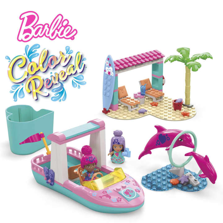 Mattel-MEGA Barbie Color Reveal Dolphin Exploration-HHW83-Legacy Toys