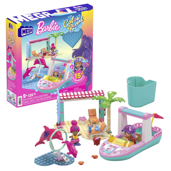 Mattel-MEGA Barbie Color Reveal Dolphin Exploration-HHW83-Legacy Toys