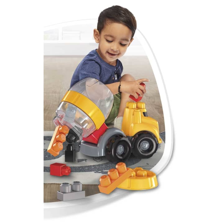 Mattel-MEGA Bloks Cat Cement Mixer With Big Building Blocks-GFG11-Legacy Toys