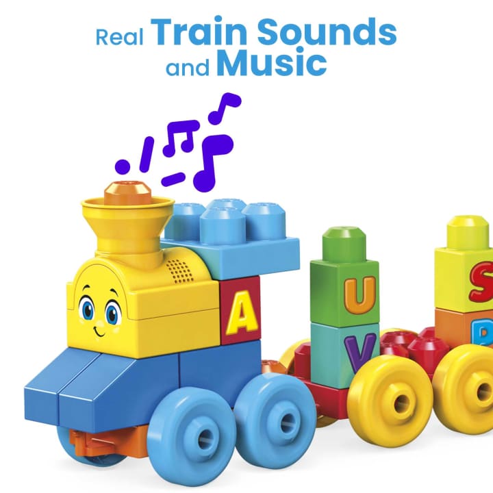 Mattel-MEGA BLOKS Toy Blocks ABC Musical Train With Sounds And Music-FWK22-Legacy Toys