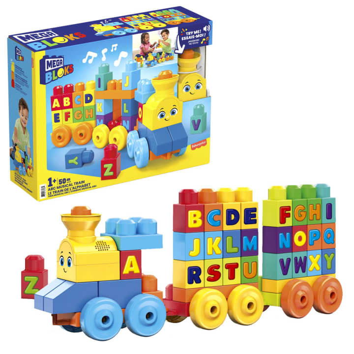 Mattel-MEGA BLOKS Toy Blocks ABC Musical Train With Sounds And Music-FWK22-Legacy Toys