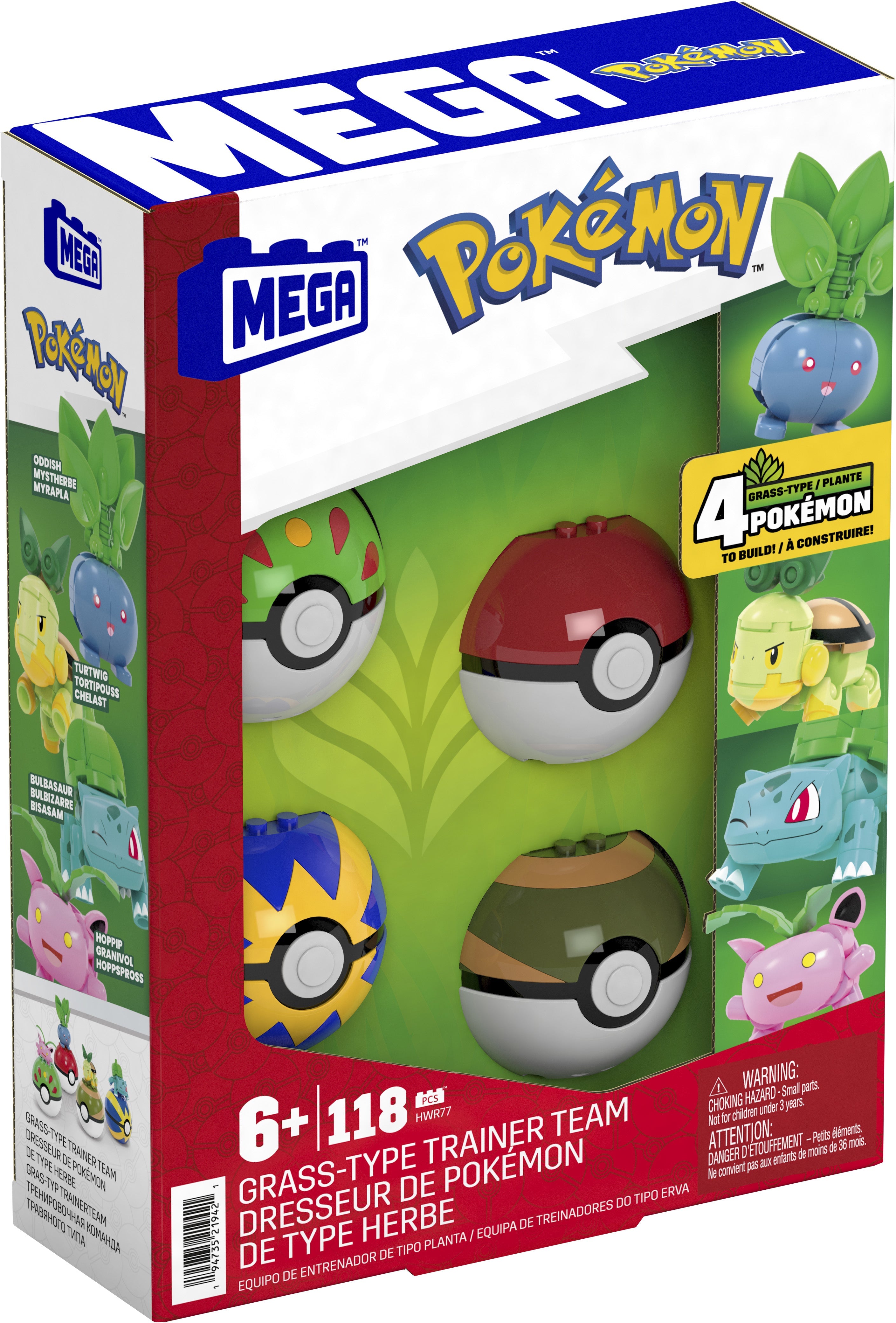 Mattel-Mega Construx Pokemon - Grass-Type Trainer Team-HWR77-Legacy Toys