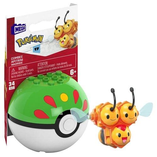 Mattel-Mega Construx Pokémon Poke Ball Assortment - Generations-HKT14-Combee-Legacy Toys