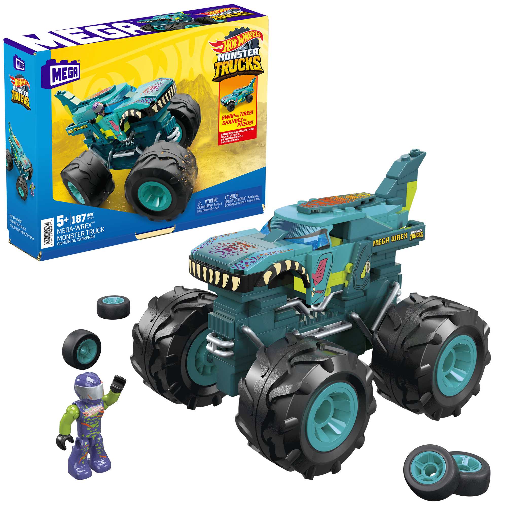 Mattel-Mega Construx™ Hot Wheels® Mega Wrex™ Monster Truck-HDJ95-Legacy Toys