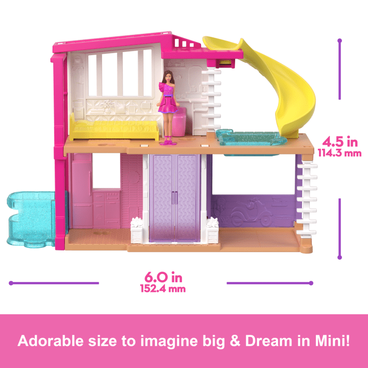 Mattel-Mini Barbieland Doll And Accessories - House with Yellow Slide-HYF47-Legacy Toys