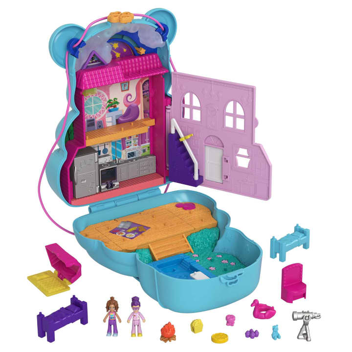 Mattel-Polly Pocket Large Wearable Compact-HGC39-Teddy Bear Purse-Legacy Toys