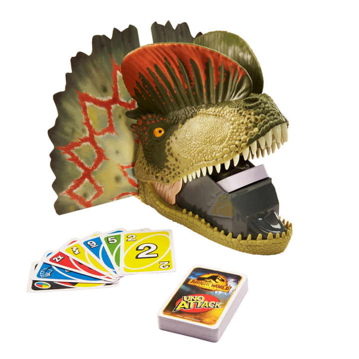 Mattel-UNO Attack Jurassic World Dominion Card Game With Dinosaur Card Launcher-GYM42-Legacy Toys