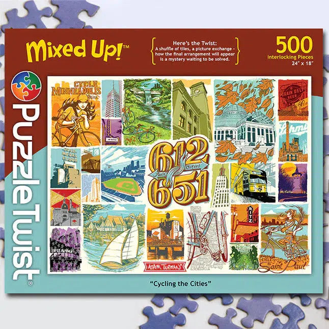 Maynards-Puzzle Twist - Cycling The Cities - 500 Piece Puzzle-10605-Legacy Toys